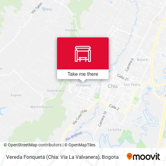 Vereda Fonquetá (Chía: Vía La Valvanera) map