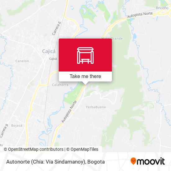 Mapa de Autonorte (Chía: Vía Sindamanoy)