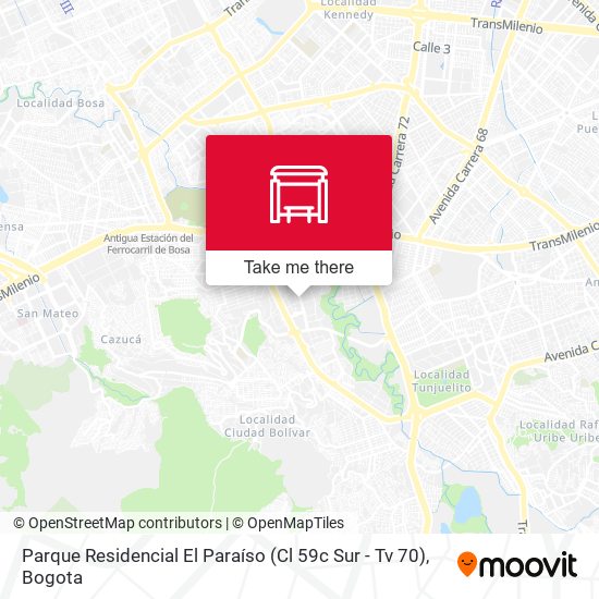 Mapa de Parque Residencial El Paraíso (Cl 59c Sur - Tv 70)
