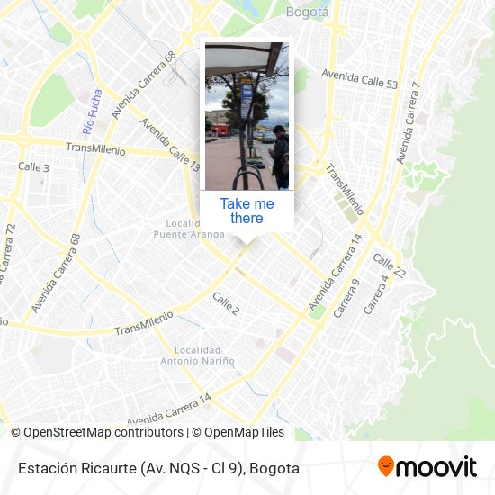 Mapa de Estación Ricaurte (Av. NQS - Cl 9)