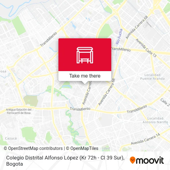 Mapa de Colegio Distrital Alfonso López (Kr 72h - Cl 39 Sur)