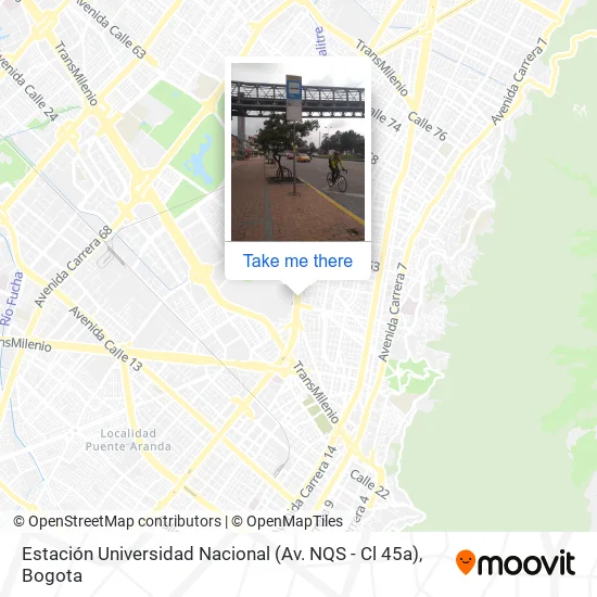 Mapa de Estación Universidad Nacional (Av. NQS - Cl 45a)