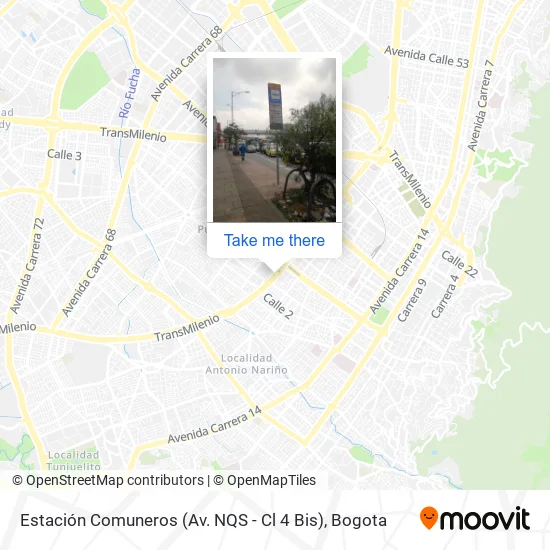Mapa de Estación Comuneros (Av. NQS - Cl 4 Bis)
