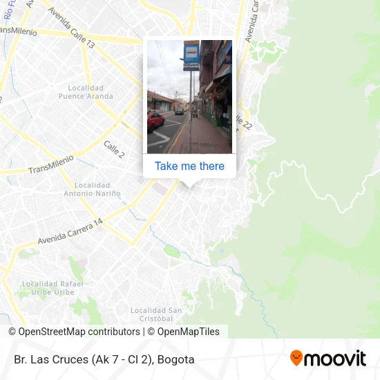 Mapa de Br. Las Cruces (Ak 7 - Cl 2)