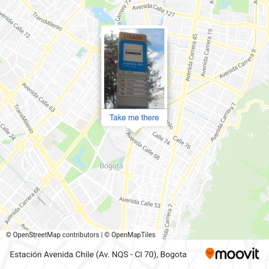 Mapa de Estación Avenida Chile (Av. NQS - Cl 70)