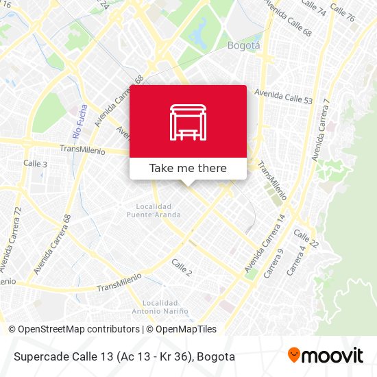 Mapa de Supercade Calle 13 (Ac 13 - Kr 36)