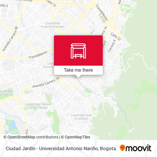 Ciudad Jardín - Universidad Antonio Nariño map