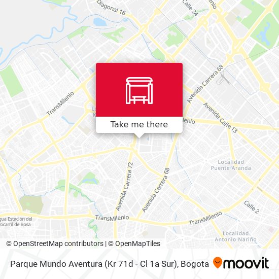 Mapa de Parque Mundo Aventura (Kr 71d - Cl 1a Sur)