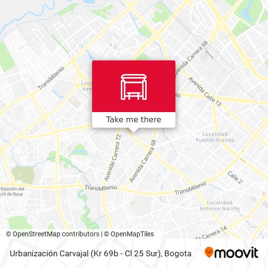 Urbanización Carvajal (Kr 69b - Cl 25 Sur) map