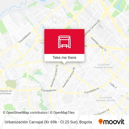 Mapa de Urbanización Carvajal (Kr 69b - Cl 25 Sur)