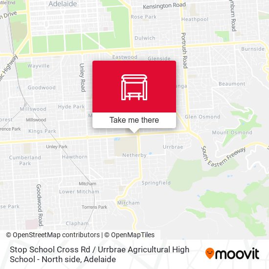 Stop School Cross Rd / Urrbrae Agricultural High School - North side map