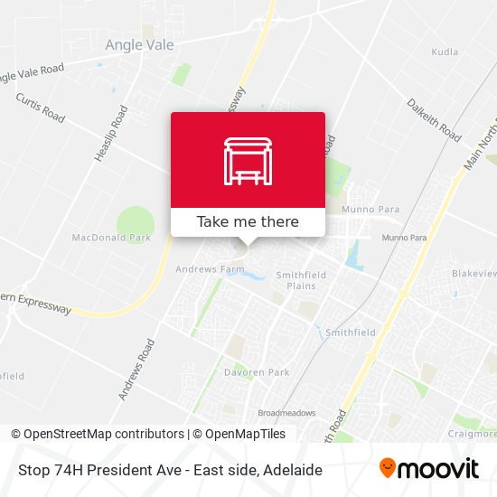 Stop 74H President Ave - East side map