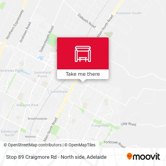 Stop 89 Craigmore Rd - North side map