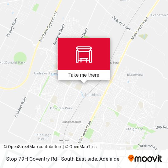 Stop 79H Coventry Rd - South East side map