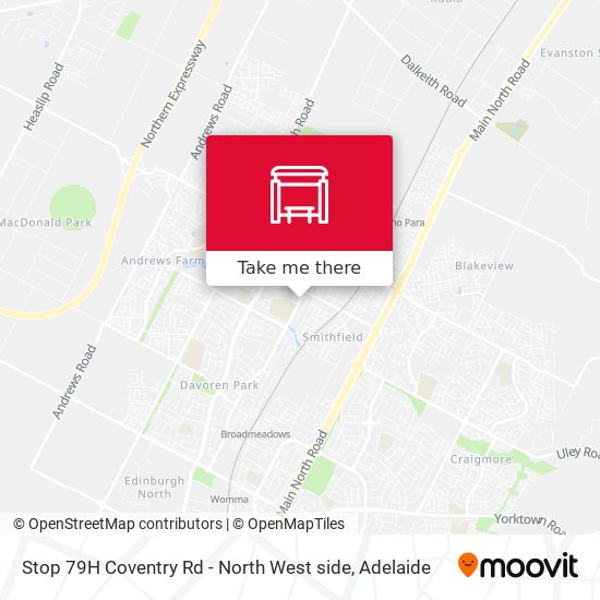 Stop 79H Coventry Rd - North West side map
