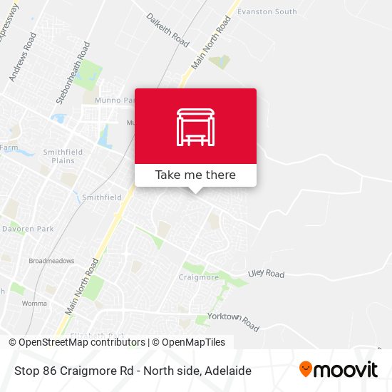Stop 86 Craigmore Rd - North side map