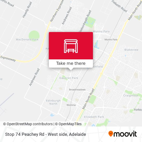 Stop 74 Peachey Rd - West side map