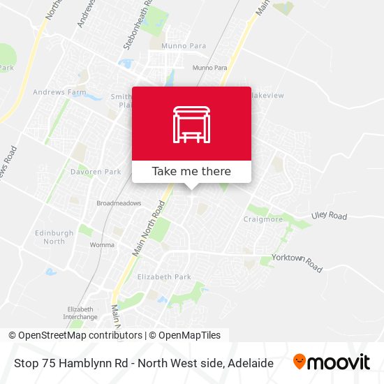 Stop 75 Hamblynn Rd - North West side map