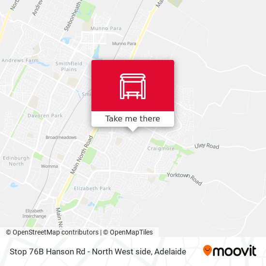 Stop 76B Hanson Rd - North West side map