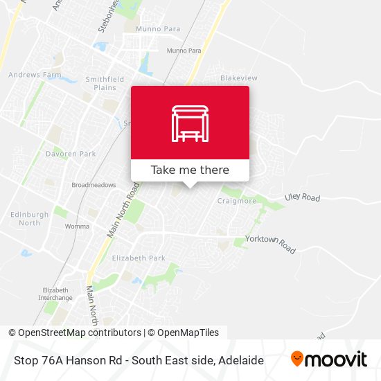 Stop 76A Hanson Rd - South East side map