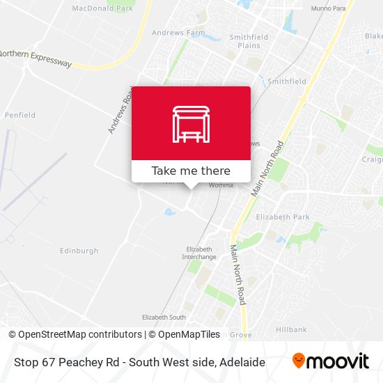 Stop 67 Peachey Rd - South West side map