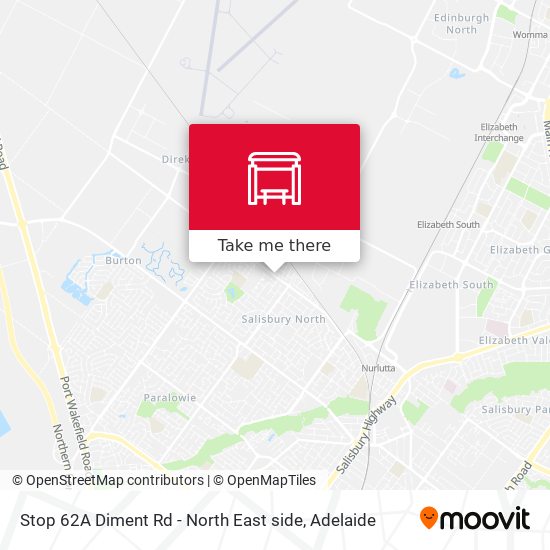 Stop 62A Diment Rd - North East side map