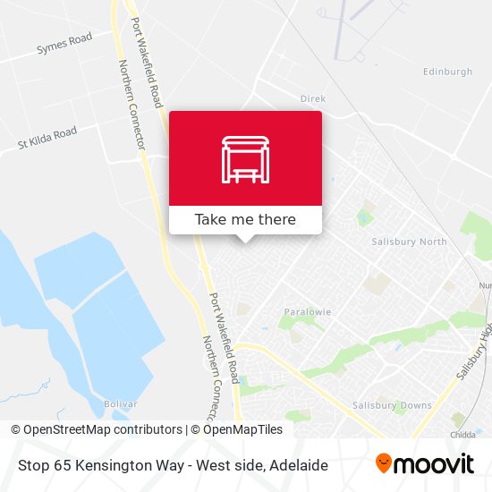 Stop 65 Kensington Way - West side map