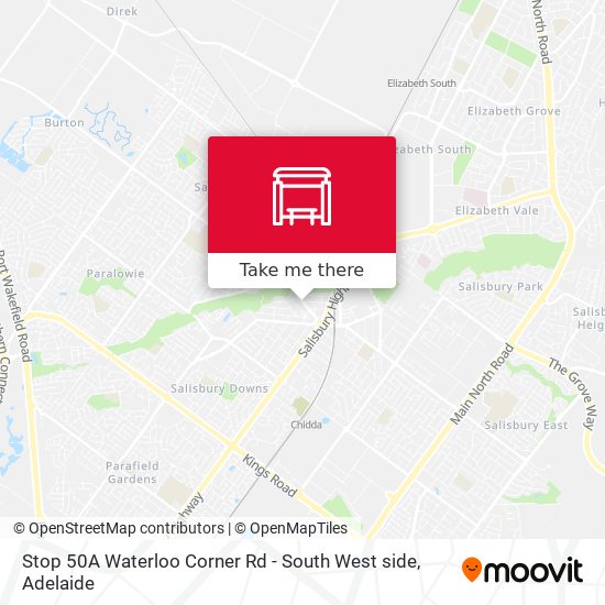 Mapa Stop 50A Waterloo Corner Rd - South West side