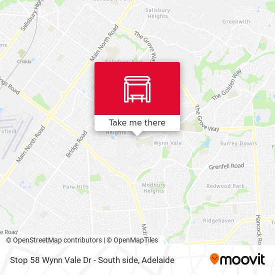 Stop 58 Wynn Vale Dr - South side map