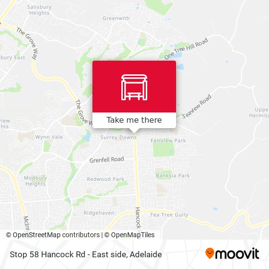 Stop 58 Hancock Rd - East side map