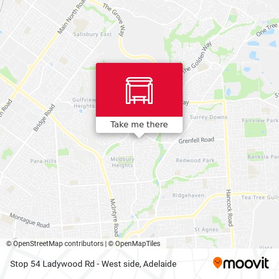 Stop 54 Ladywood Rd - West side map