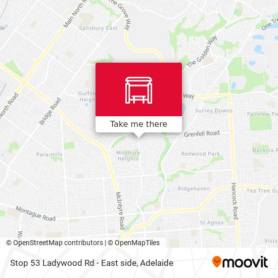 Stop 53 Ladywood Rd - East side map