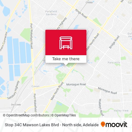 Stop 34C Mawson Lakes Blvd - North side map