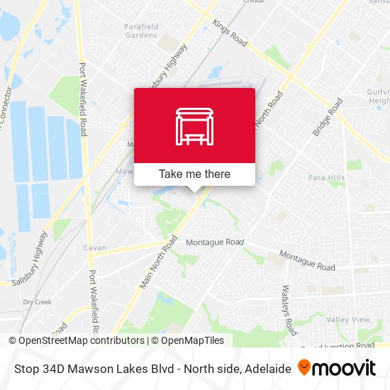 Stop 34D Mawson Lakes Blvd - North side map