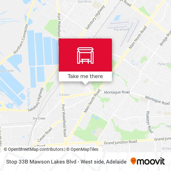 Stop 33B Mawson Lakes Blvd - West side map