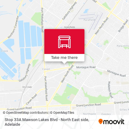 Stop 33A Mawson Lakes Blvd - North East side map