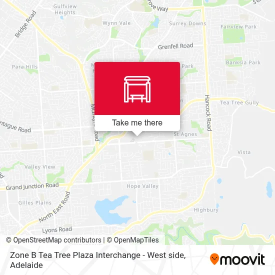 Mapa Zone B Tea Tree Plaza Interchange - West side