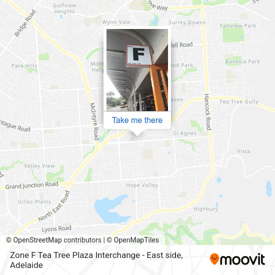 Zone F Tea Tree Plaza Interchange - East side map