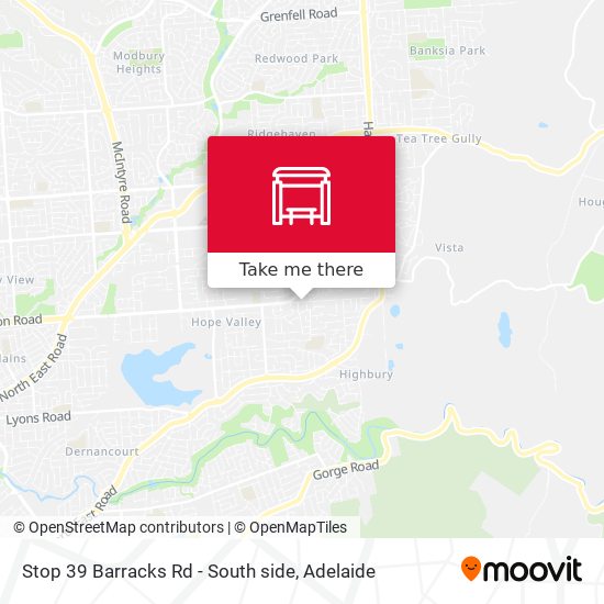 Stop 39 Barracks Rd - South side map