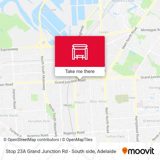 Stop 23A Grand Junction Rd - South side map