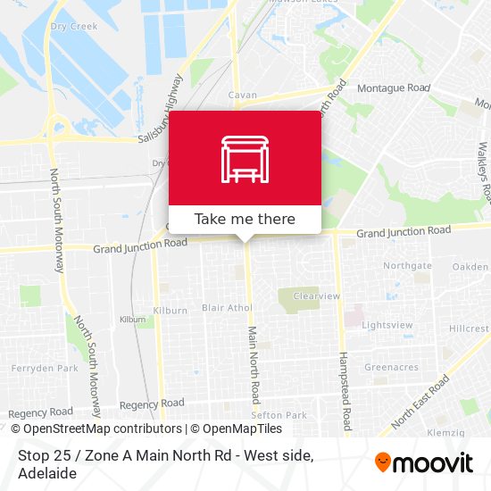 Mapa Stop 25 / Zone A Main North Rd - West side