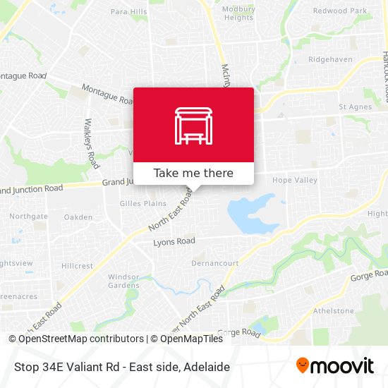 Stop 34E Valiant Rd - East side map