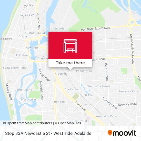 Stop 33A Newcastle St - West side map