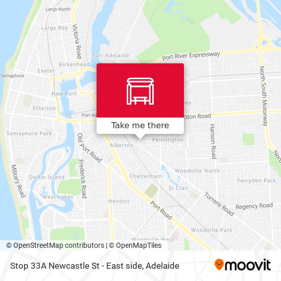 Stop 33A Newcastle St - East side map