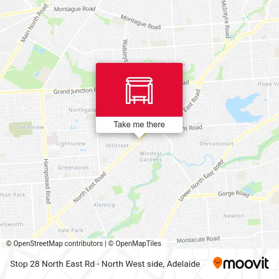 Stop 28 North East Rd - North West side map