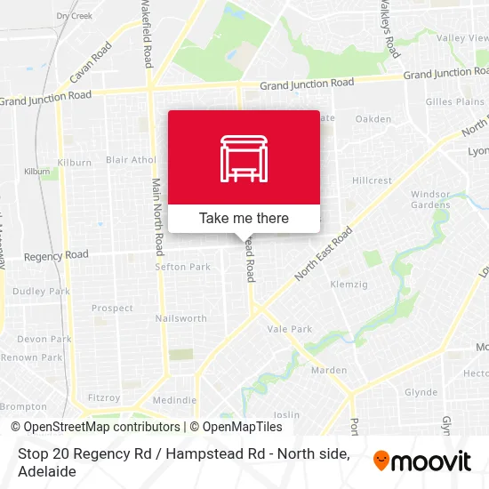 Mapa Stop 20 Regency Rd / Hampstead Rd - North side