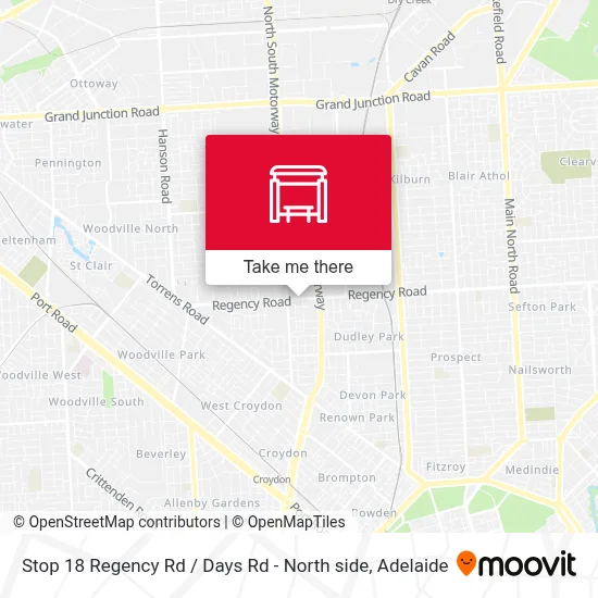 Mapa Stop 18 Regency Rd / Days Rd - North side