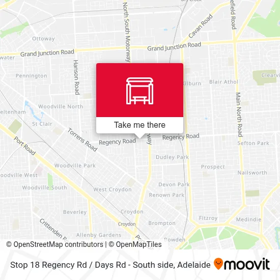 Mapa Stop 18 Regency Rd / Days Rd - South side