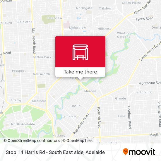 Stop 14 Harris Rd - South East side map