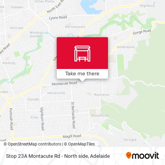 Stop 23A Montacute Rd - North side map